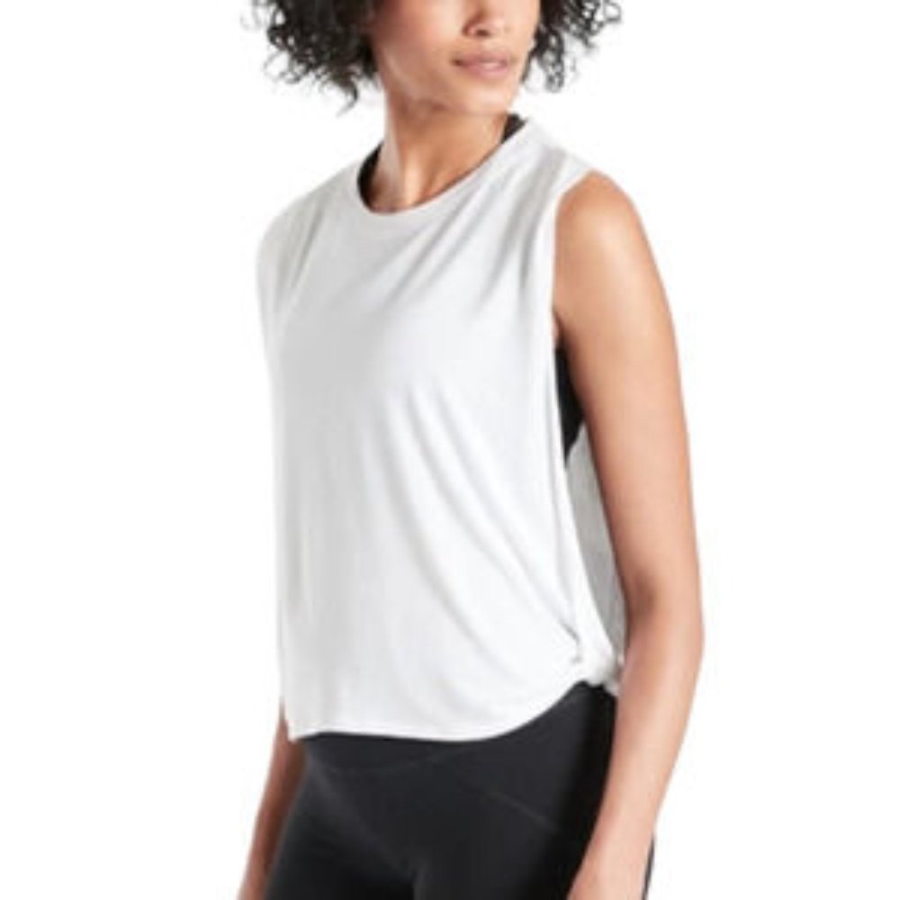 Athleta soft open side twist tank XS. White